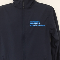 Blue fleece jacket with transfer printed logo