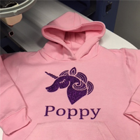 Pink hoodie with transfer printed logo